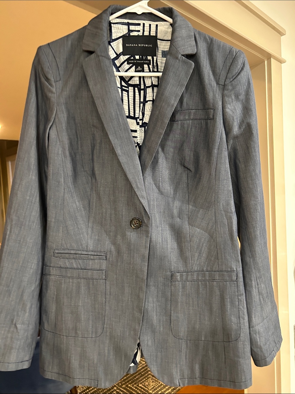 Banana Republic Men's Light Gray Single-Button Blazer